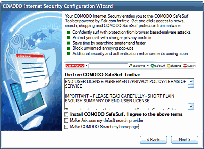 Установка Comodo SafeSurf Toolbar
